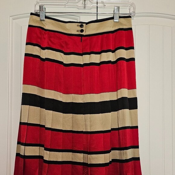 Saks Fifth Avenue Peter Nygard Pleated Striped Silk Skirt Size 10 - Picture 2 of 6
